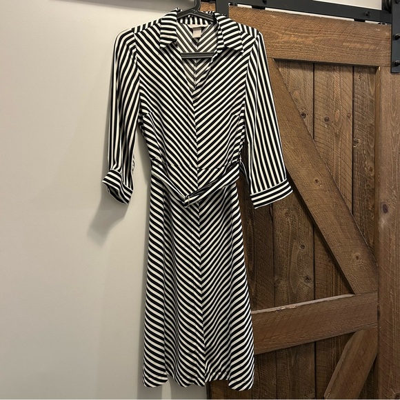 H&M Striped Black and White Belted Dress - Picture 2 of 8